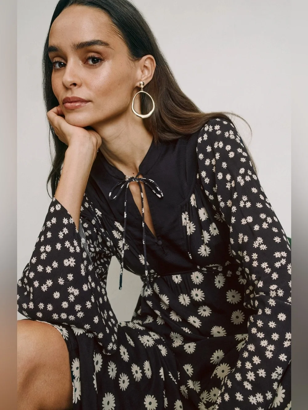 Rixo Anela Tie Neck Dress